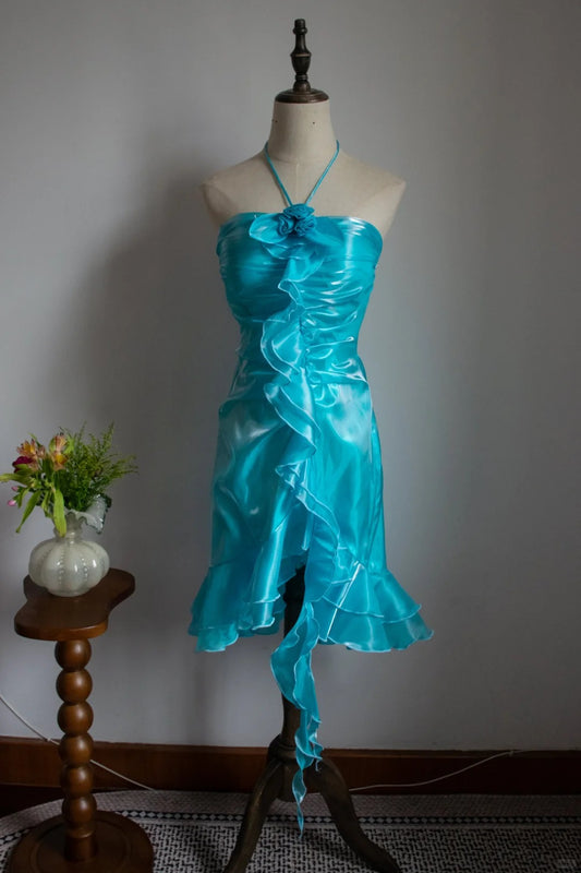 Stunning Prom Dress Halter Ruffle Evening Dress Gala Dress Birthday Party Dress   D2801