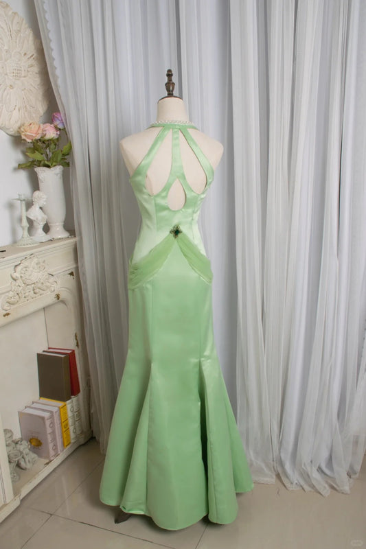 Elegant Prom Dress V-neck Pearl Mermaid Birthday Party Dress Evening Dress Gala Dress     D2804