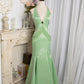 Elegant Prom Dress V-neck Pearl Mermaid Birthday Party Dress Evening Dress Gala Dress     D2804