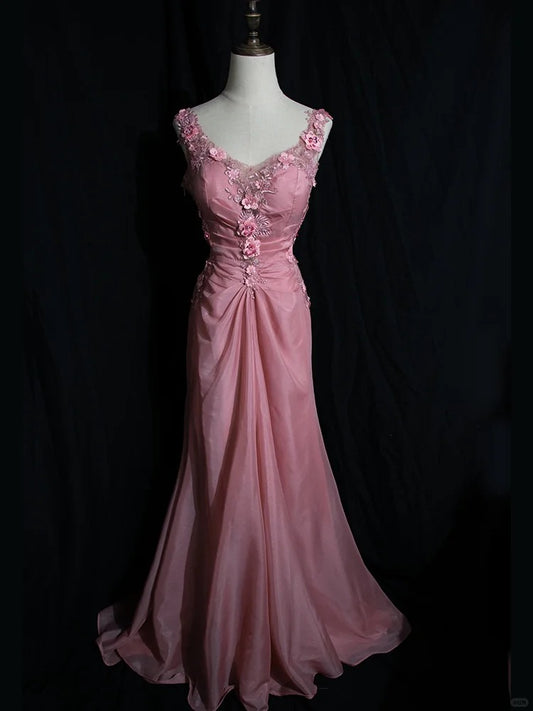Sweet Prom Dress Appliques Pleated Gala Dress Birthday Party Dress Evening Dress  D2810