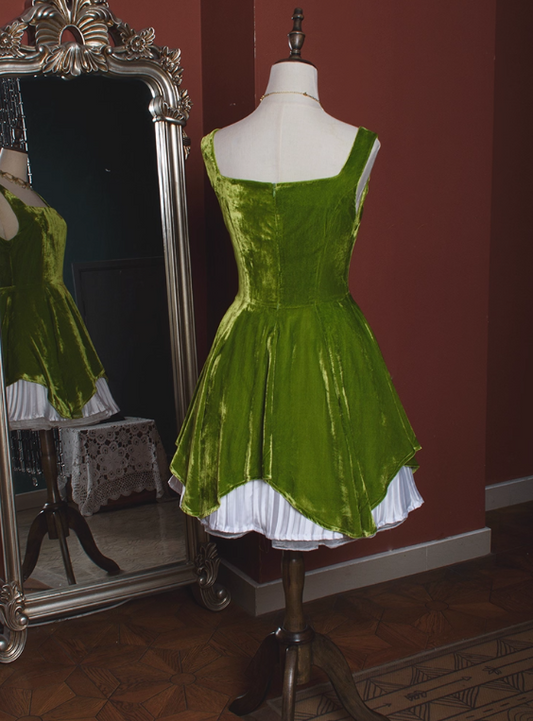 Cute Homecoming Dress Velvet A Line Square Neck Short Prom Dress Birthday Party Dress Cocktail Dress    D2812
