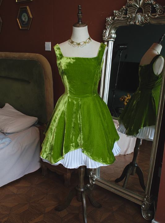 Cute Homecoming Dress Velvet A Line Square Neck Short Prom Dress Birthday Party Dress Cocktail Dress    D2812