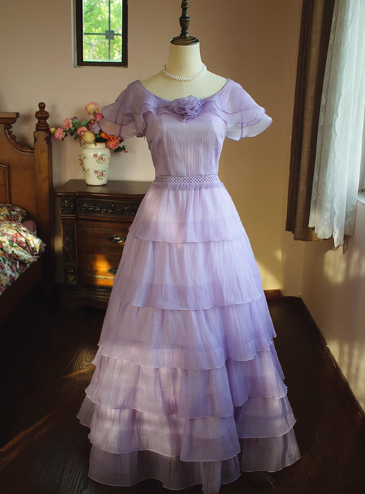Beauty Prom Dress A Line Crew Neck Tiered Birthday Party Dress Evening Dress Gala Dress  D2813