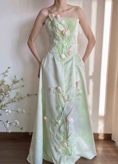 Elegant Prom Dress A Line Strapless Birthday Party Dress Evening Dress Gala Dress  D2815