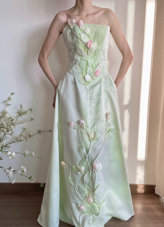 Elegant Prom Dress A Line Strapless Birthday Party Dress Evening Dress Gala Dress  D2815