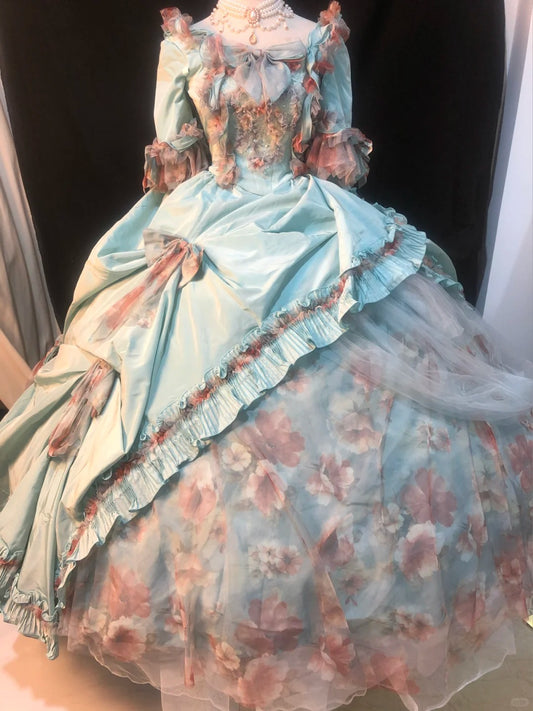 Sweet Prom Dress Square Neck Pleated Ruffle Ball Gown Quinceanera Dress Evening Dress  D2821