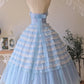 Charming Prom Dress Strapless Pleated Tiered Ball Gown Sweet 16 Dress Evening Dress  D2822