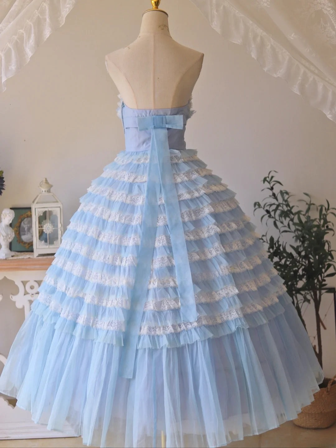 Charming Prom Dress Strapless Pleated Tiered Ball Gown Sweet 16 Dress Evening Dress  D2822