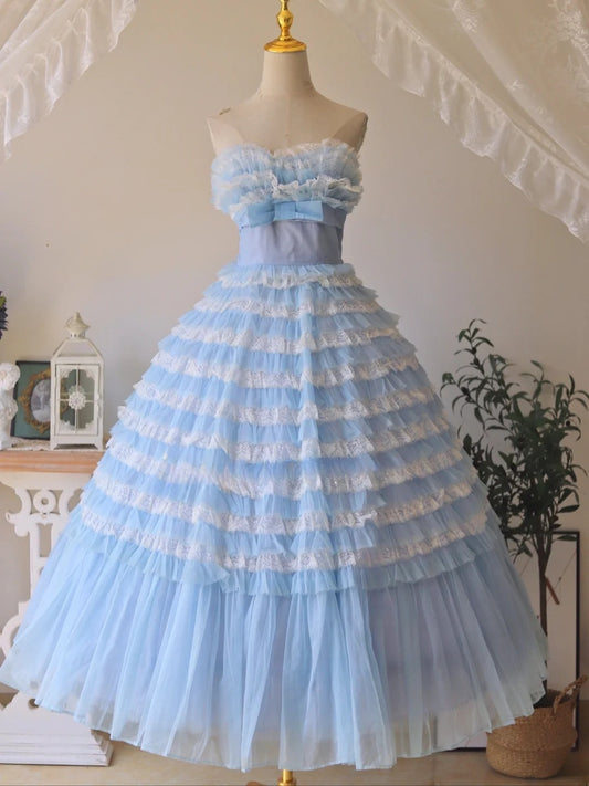Charming Prom Dress Strapless Pleated Tiered Ball Gown Sweet 16 Dress Evening Dress  D2822