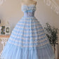 Charming Prom Dress Strapless Pleated Tiered Ball Gown Sweet 16 Dress Evening Dress  D2822