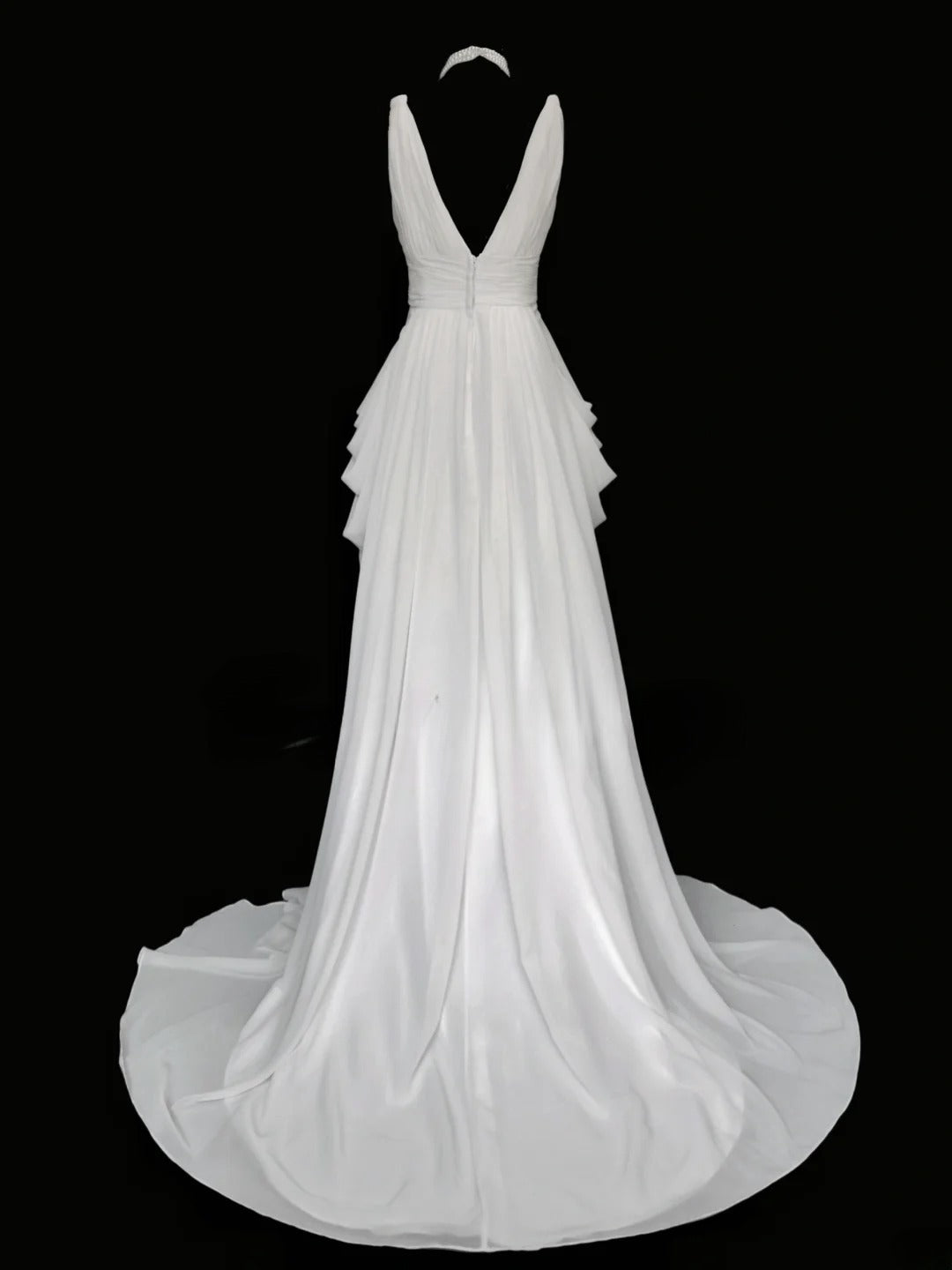 Elegant Prom Dress A Line V-neck Pleated Evening Dress Gala Dress D2825