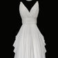 Elegant Prom Dress A Line V-neck Pleated Evening Dress Gala Dress D2825