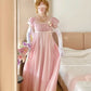 Sweet Prom Dress A Line Square Neck Floral Birthday Party Dress Evening Dress  D2849