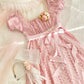 Sweet Prom Dress A Line Square Neck Floral Birthday Party Dress Evening Dress  D2849