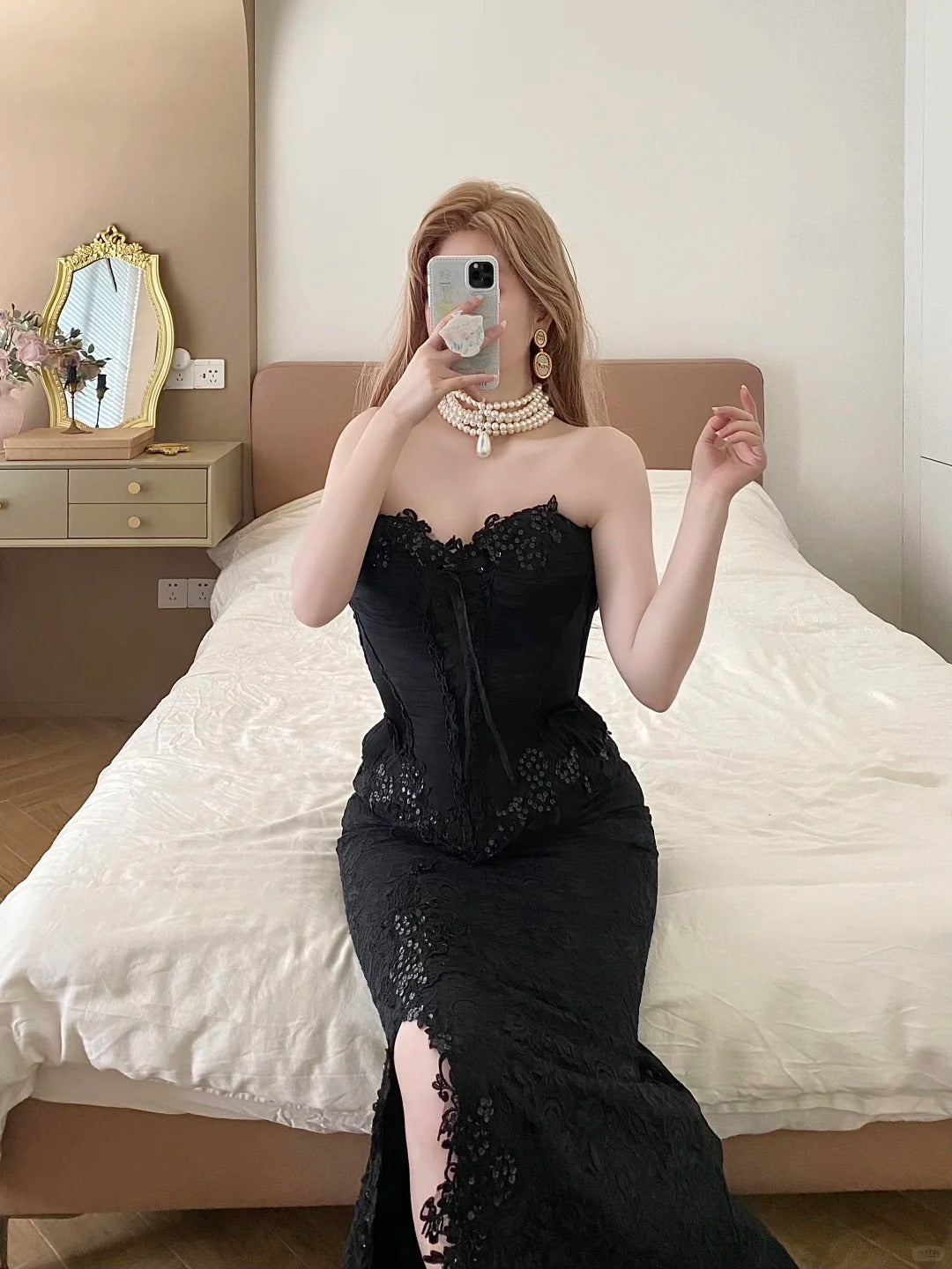 Sexy Prom Dress Sweetheart Slit Mermaid Birthday Party Dress Cocktail Dress    D2851