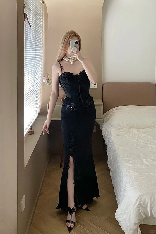 Sexy Prom Dress Sweetheart Slit Mermaid Birthday Party Dress Cocktail Dress    D2851