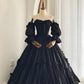 Stunning Prom Dress Black Square Neck Pleated Evening Dress Ball Gown Birthday Party Dress    D2853