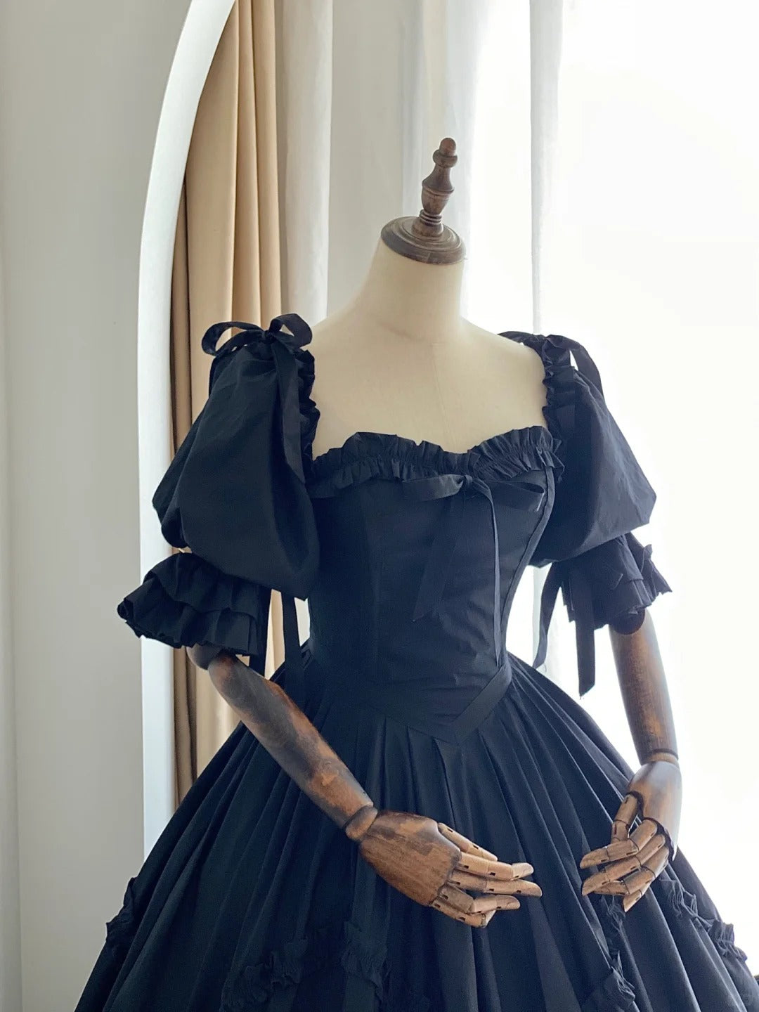 Stunning Prom Dress Black Square Neck Pleated Evening Dress Ball Gown Birthday Party Dress    D2853