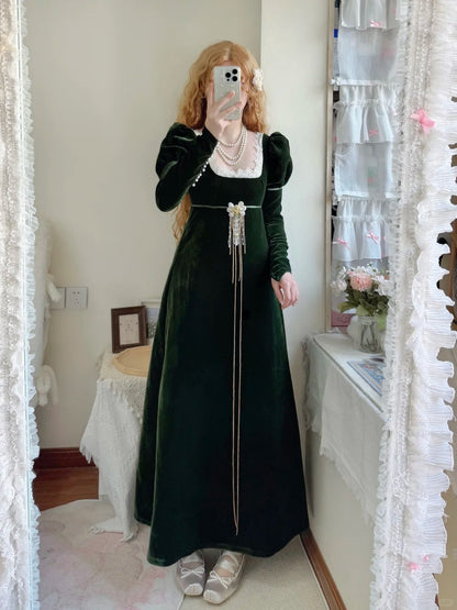 Elegant Prom Dress Velvet A Line Square Neck Evening Dress Gala Dress    D2855