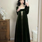Elegant Prom Dress Velvet A Line Square Neck Evening Dress Gala Dress    D2855
