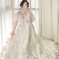 Stunning A Line Long Sleeve Lace Tulle Wedding Dress  D2856