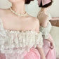 Sweet Prom Dress Pink Square Neck Pleated Ball Gown Evening Dress Quinceanera Dress  D2858