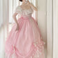 Sweet Prom Dress Pink Square Neck Pleated Ball Gown Evening Dress Quinceanera Dress  D2858