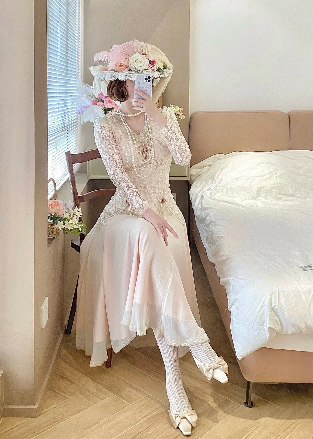 Elegant Prom Dress V-neck Pleated Lace Date Dress Party Dress  D2859