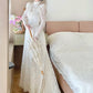Elegant A Line High Collar Lace Wedding Dress  D2861