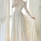 Elegant A Line High Collar Lace Wedding Dress  D2861