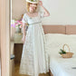 Sweet Summer Dress A Line Square Neck Pleated Women Dress Date Dress   D2862