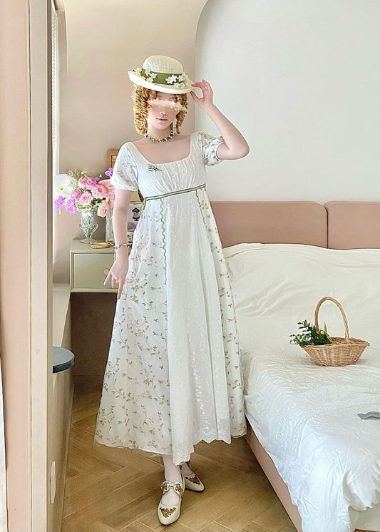 Sweet Summer Dress A Line Square Neck Pleated Women Dress Date Dress   D2862
