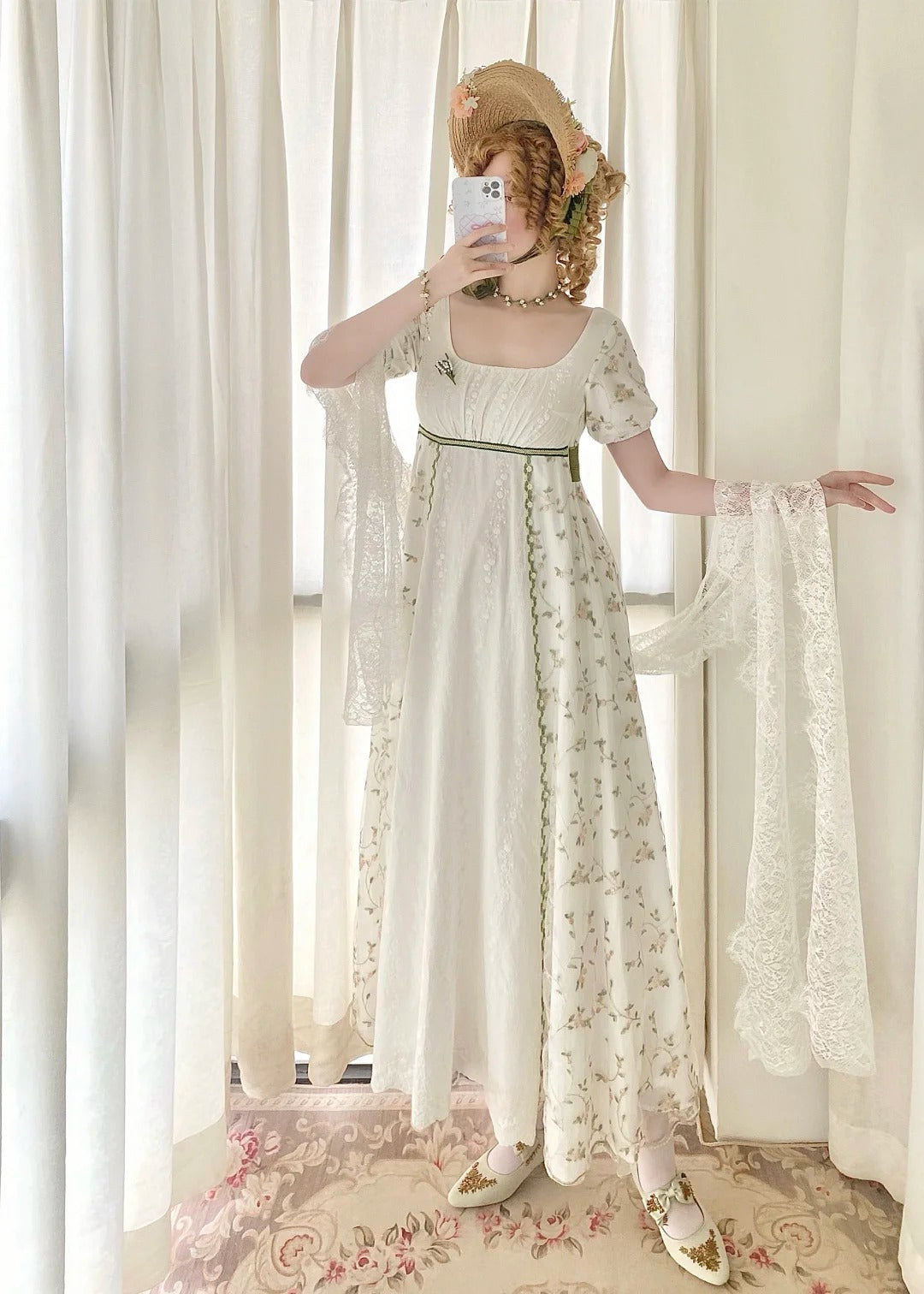 Sweet Summer Dress A Line Square Neck Pleated Women Dress Date Dress   D2862