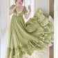 Cute Prom Dress A Line Crew Neck Pleated Ruffle Evening Dress Birthday Party Dress   D2863