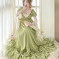 Cute Prom Dress A Line Crew Neck Pleated Ruffle Evening Dress Birthday Party Dress   D2863