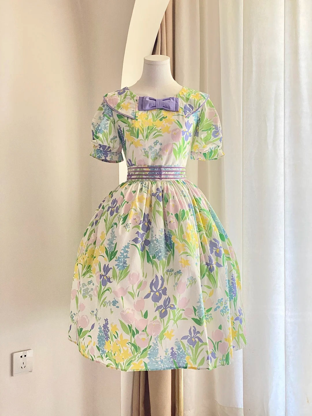 Cute Summer Dress Crew Neck Print Women Dress Birthday Party Dress    D2864