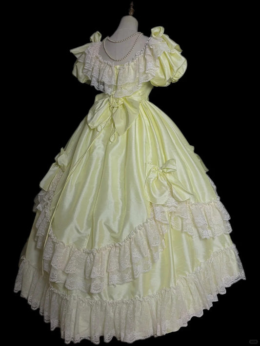 Sweet Prom Dress Crew Neck Pleated Lace Ball Gown Evening Dress Birthday Party Dress    D2865