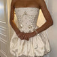 Stunning Homecoming Dress Strapless Pleated Pearl Short Prom Dress Cocktail Dress Party Dress    D2867