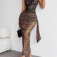 Sexy Summer Dress Spaghetti Straps Leopard Print Summer Dress Vacation Dress Party Dress    D2871