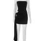 Sexy Summer Dress Black Strapless Women Dress Vacation Dress Party Dress Short Skirt    D2872
