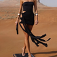 Sexy Summer Dress Black Strapless Women Dress Vacation Dress Party Dress Short Skirt    D2872