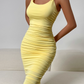Casual Summer Dress Pleated Fitted Women Dress Vacation Outfits Black Girl Outfits     D2886