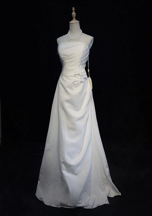 Charming A Line Strapless Pleated Wedding Dress    D2890