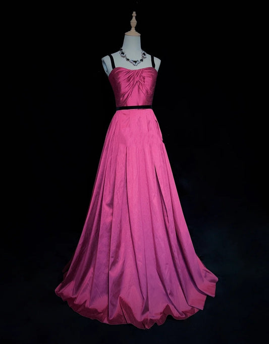Pretty Prom Dress A Line Spaghetti Straps Pleated Evening Dress Gala Dress    D2891