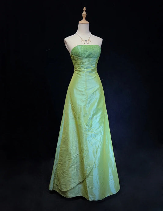 Pretty Prom Dress A Line Strapless Pleated Beaded Evening Dress Gala Dress   D2898