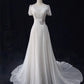 Elegant Prom Dress A Line Crew Neck Pleated Gala Dress Evening Dress   D2899