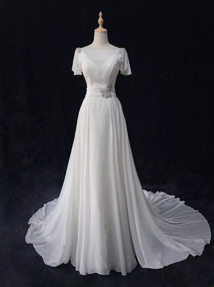 Elegant Prom Dress A Line Crew Neck Pleated Gala Dress Evening Dress   D2899