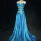 Stunning Prom Dress Blue A Line Sweetheart Pleated Gala Dress Evening Dress    D2900