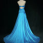 Stunning Prom Dress Blue A Line Sweetheart Pleated Gala Dress Evening Dress    D2900