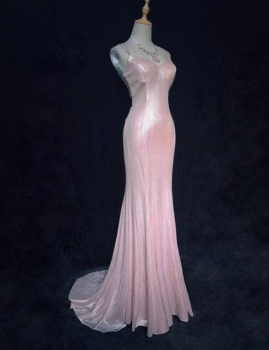 Shiny Prom Dress Spaghetti Straps Beading Mermaid Gala Dress Evening Dress Birthday Dress    D2903